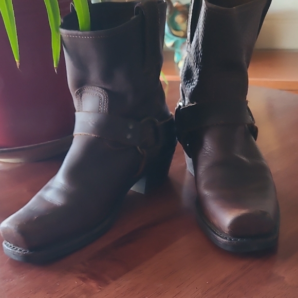 Frye Dark Brown Leather Moto Boots - Picture 7 of 13